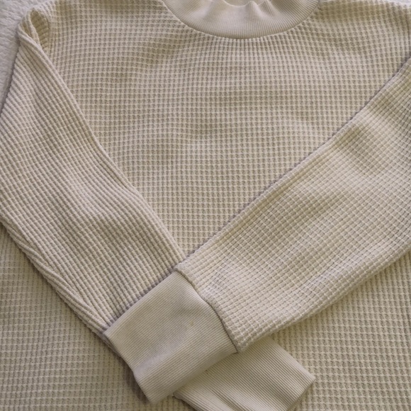 Madewell off white waffle long sleeve pullover top. Size S - Picture 2 of 4